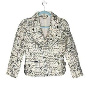 NWT Capulet Metallic Print Ivory Motorcycle Jacket